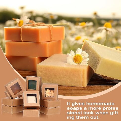 Maquita 100 PCS Soap Backaging Joxes with Window Mini Kraft Paper Boxes Bulk Treat Favor Boxes Rectangle Home Soap Joxes for Homemade Soap Making Cookies Candy Prese in Kuwait
