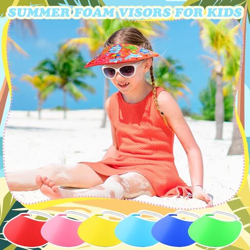 Maiteenly 36 Sets Foam Visor for Kids Summer Crafts Sun Hat Crafts Kits Include Assorted Color Foam Visor Hats Rhinestone Felt Stickers and Markers for Boys Girls Outdoor Sea Party Activities Supplies in Saudi Arabia