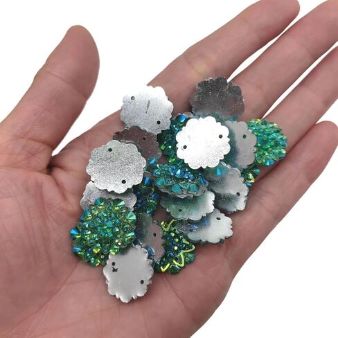 Lmlliang 10pc Sew On Rhinestone Liht Blue Leaf Shape Flat Back Resin Cabochon Cameo for Jewelry Making DIY Bags Hair Clip Phone Craft Shoes Jewelry Making Decoration20mmx38mm in Kuwait