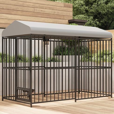 Large Outdoor Dog Kennel with Waterproof Cover, Large Dog House with Feeding Doors, Heavy Duty Dog Enclosures for Garden Backyard Courtyard（8×4×6FT） in Saudi Arabia