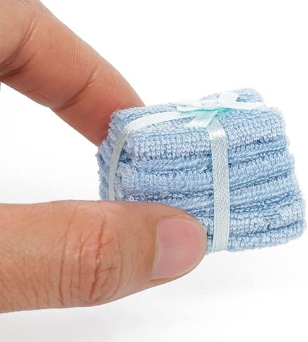 Odoria 1/12 Miniature Bathroom Towels Dollhouse Decoration Accessories, Blue in Kuwait