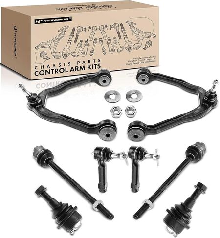 طقم تعليق أمامي A-Premium 13 قطعة AWD 4WD، لسيارة Chevy GMC Silverado 1500 Sierra 1500 Suburban Avalanche Tahoe Yukon XL Escalade EXT ESV، ذراع التحكم العلوي، وصلة كروية سفلية، وصلة قضيب ربط نهاية قضيب in Kuwait
