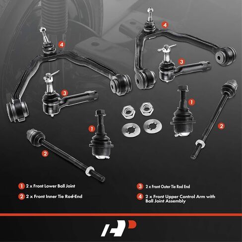 طقم تعليق أمامي A-Premium 13 قطعة AWD 4WD، لسيارة Chevy GMC Silverado 1500 Sierra 1500 Suburban Avalanche Tahoe Yukon XL Escalade EXT ESV، ذراع التحكم العلوي، وصلة كروية سفلية، وصلة قضيب ربط نهاية قضيب in Kuwait