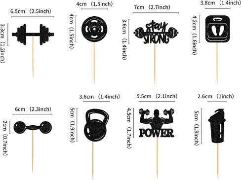 24PCS Gym Theme Cupcake Toppers Weight Lifting Workout Cake Decorations for Muscle Party Fitness Theme Birthday Party Strong Bodybuilding Theme Party Supplies in Kuwait