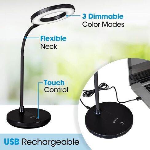 سلسلة Ottlite® Wellness Capture Clip-On LED LID Light ، 25 "H ، 11.5W ، Black in Kuwait