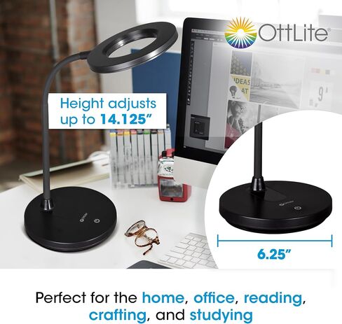 سلسلة Ottlite® Wellness Capture Clip-On LED LID Light ، 25 "H ، 11.5W ، Black in Kuwait