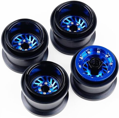 DJX TRX4MT Wheel Rims Aluminum Deep Dish Wheels for 1/18 Traxxas TRX-4MT F-150 K10 RC Monster Truck Upgrade Parts(Blue) in Saudi Arabia