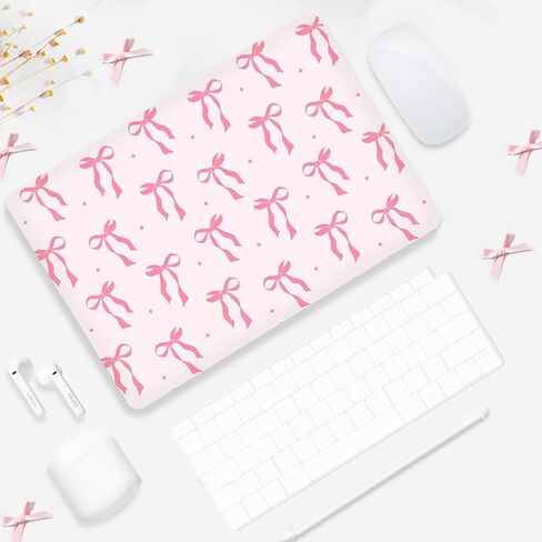 Seorsok Compatible with MacBook Air 13 Inch Case 2022 2021 2020-2018 Release A1932 A2179 M1 A2337 Touch ID,Cute Pink Ribbon Bow Tie Aesthetic Plastic Hard Case with Transparent Keyboard Cover,Pink Bow in Kuwait