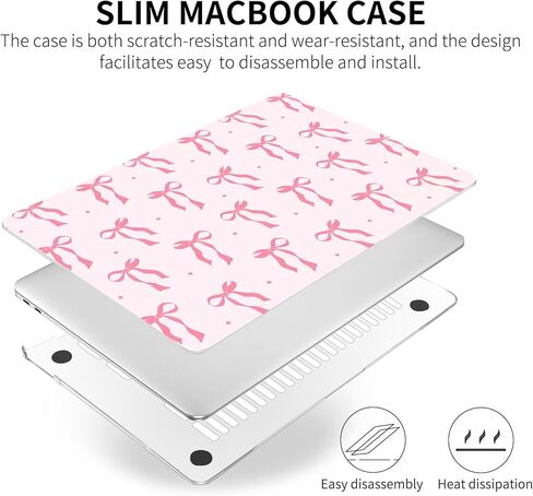 Seorsok Compatible with MacBook Air 13 Inch Case 2022 2021 2020-2018 Release A1932 A2179 M1 A2337 Touch ID,Cute Pink Ribbon Bow Tie Aesthetic Plastic Hard Case with Transparent Keyboard Cover,Pink Bow in Kuwait