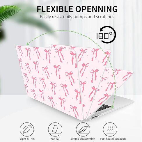 Seorsok Compatible with MacBook Air 13 Inch Case 2022 2021 2020-2018 Release A1932 A2179 M1 A2337 Touch ID,Cute Pink Ribbon Bow Tie Aesthetic Plastic Hard Case with Transparent Keyboard Cover,Pink Bow in Kuwait