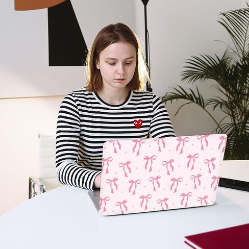 Seorsok Compatible with MacBook Air 13 Inch Case 2022 2021 2020-2018 Release A1932 A2179 M1 A2337 Touch ID,Cute Pink Ribbon Bow Tie Aesthetic Plastic Hard Case with Transparent Keyboard Cover,Pink Bow in Kuwait