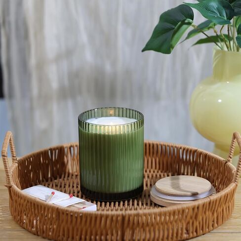 Lamorgift 14oz الجرار الزجاجية الكريمية لصنع الشموع ، 6 عبوات - الجرار الشمعة الفارغة بشكل كبير مع أغطية الخيزران وملحقات صنع الشموع ، حاويات شموع مضلعة لصنع الشموع in Kuwait