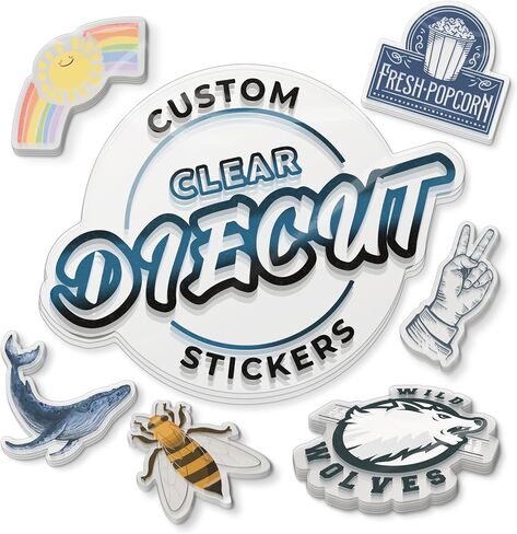 Custom Clear Vinyl Labels Transparent Stickers Decals | Personalized with Image, Text or Logo, Dishwasher Safe, Fade & UV Resistant (Clear Vinyl) in Saudi Arabia