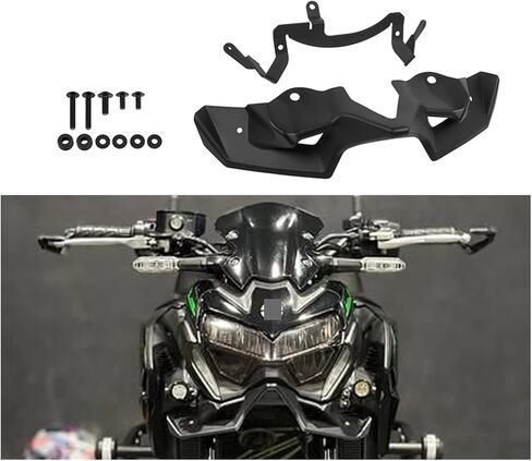 Fit for Kawasaki Z900 2020-2024 Front Downforce Spoiler Z 900 Naked Winglet Fairing Wing Deflector(Glass Black) in Kuwait