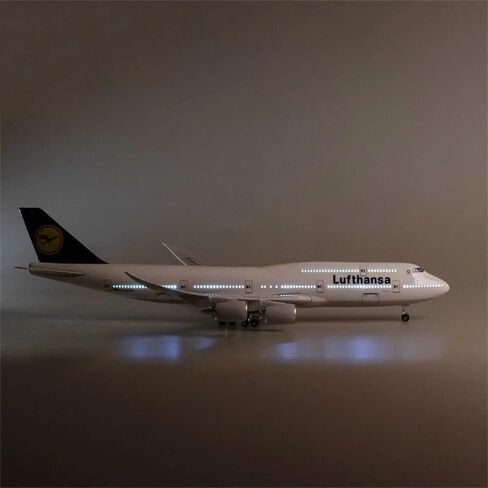 Andsyyds 1: 150 مقياس 47 سم B747 طراز الطائرات لوفتهانزا 747 الطراز مع الأضواء ومجموعة طائرة راتنج راتنج راتنجات الهبوط (مع الضوء) in Kuwait
