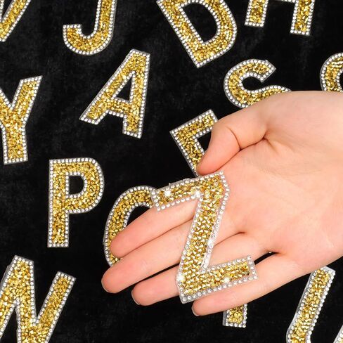 52pcs بريق راتنج راتينستون راينستون أبجدية ملصق ملصق كريستال راينستون A-Z الحروف ذاتية الحديد على خطاب in Kuwait