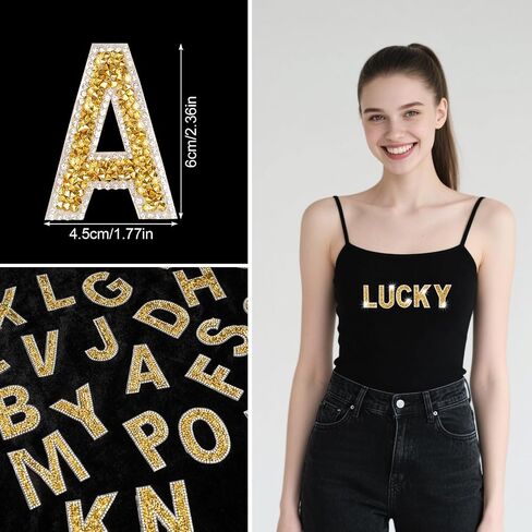 52pcs بريق راتنج راتينستون راينستون أبجدية ملصق ملصق كريستال راينستون A-Z الحروف ذاتية الحديد على خطاب in Kuwait