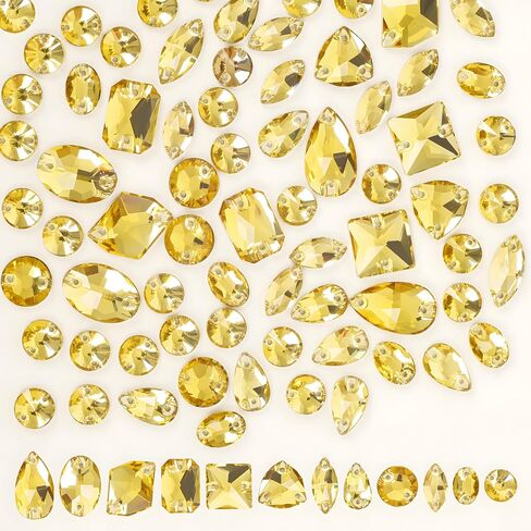 70Pcs Sew on Rhinestones White Mixed Shapes Flatback K9 Glass Rhinestones Sew on Crystal Gems with 2 Holes for Crafts, Clothes, Costumes, Dress, Hat, Shoes in Kuwait