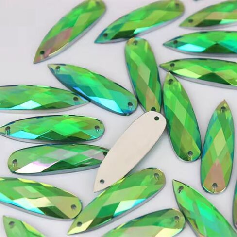 100PCS 28x8mm Sew on Rhinestones AB Color Crystal Gems Jewels for Crafting, Large Water Drop Flatback Sew on Gemstone 2 Hole for Crafts Clothes Bag Shoes Wedding Dress Decorations(00 Mixed Colors AB) in Saudi Arabia
