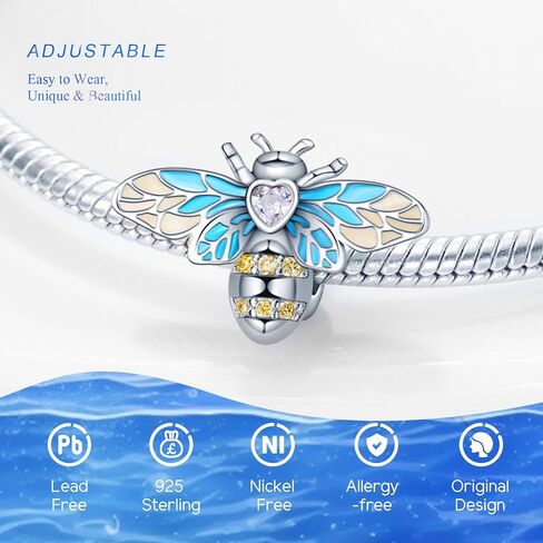 925 Sterling Silver Charms Beads for Bracelets & Necklaces, Butterfly Bee Birds Pendants, Insect Spring Summer Retro Vitality Charm for Bracelets, Cool Cute Birthday Graduation Gifts Jewelry for Women Men Girls Boys Teens in Kuwait