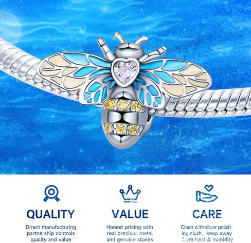 925 Sterling Silver Charms Beads for Bracelets & Necklaces, Butterfly Bee Birds Pendants, Insect Spring Summer Retro Vitality Charm for Bracelets, Cool Cute Birthday Graduation Gifts Jewelry for Women Men Girls Boys Teens in Kuwait