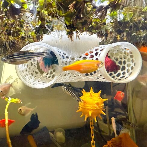 Aquarium Floating Betta Fish Log, Hide Tunnel and Hammock Toy, Small Fish Or Shrimp Hide Resting Cave, Floating Feeder, Feeding Ring, Tank Accessories Decoration. (Black) in Saudi Arabia