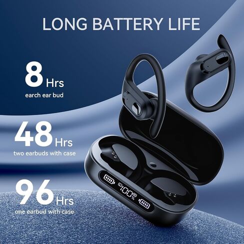 occiam Wireless Earbuds with Charging Case, Auto Pairing, Flexible Earhooks, for Running and Sports, Dual LED Battery Display Brown in Saudi Arabia