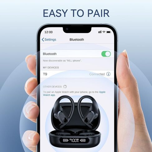 occiam Wireless Earbuds with Charging Case, Auto Pairing, Flexible Earhooks, for Running and Sports, Dual LED Battery Display Brown in Saudi Arabia