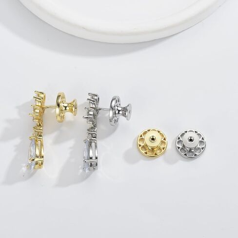 Earring Backs Replacements,AKRUWERLY 4PCS Dainty Round Shape Earring Lifter Backings for Droopy Ears,Locking Earlobe Support Backers for Heavy Earings Flat Backstop for Studs, Mixed Color in Kuwait