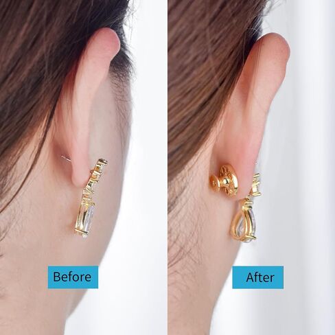Earring Backs Replacements,AKRUWERLY 4PCS Dainty Round Shape Earring Lifter Backings for Droopy Ears,Locking Earlobe Support Backers for Heavy Earings Flat Backstop for Studs, Mixed Color in Kuwait
