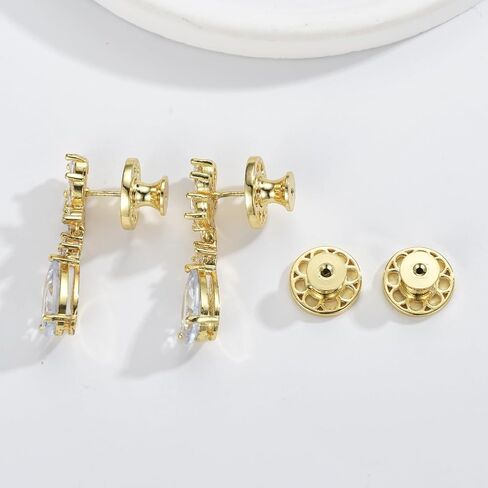 Earring Backs Replacements,AKRUWERLY 4PCS Dainty Round Shape Earring Lifter Backings for Droopy Ears,Locking Earlobe Support Backers for Heavy Earings Flat Backstop for Studs, Mixed Color in Kuwait