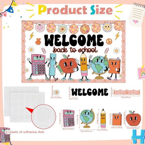 دعونا نزرع بعض اللطف من نشرات النشرة اللطيفة التي تعود إلى Booho إلى School Charsips Decorations Sunflower Pencil Book Apple Paper Clutouts مع حدود اليوم الأول من لوازم ديكور المكتبة المدرسية in Saudi Arabia