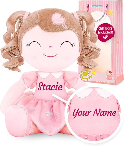 Dloveleya Personaled Curly Doll مع اسمك - DOTY PINK Pink Soft Plush Doll for Girls Plush Doll Gifts in Kuwait
