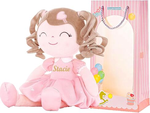 Dloveleya Personaled Curly Doll مع اسمك - DOTY PINK Pink Soft Plush Doll for Girls Plush Doll Gifts in Kuwait