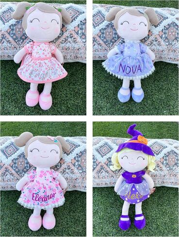 Dloveleya Personaled Curly Doll مع اسمك - DOTY PINK Pink Soft Plush Doll for Girls Plush Doll Gifts in Kuwait