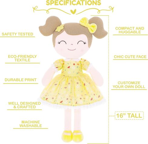 Dloveleya Personaled Curly Doll مع اسمك - DOTY PINK Pink Soft Plush Doll for Girls Plush Doll Gifts in Kuwait
