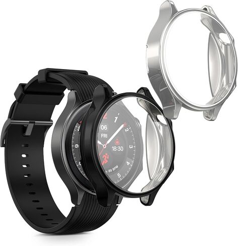 kwmobile Case Compatible with OnePlus Watch 2 / Oppo Watch X Case - 2X TPU Silicone Fitness Tracker Cover - Transparent in Saudi Arabia