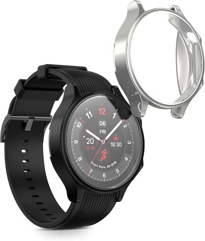 kwmobile Case Compatible with OnePlus Watch 2 / Oppo Watch X Case - 2X TPU Silicone Fitness Tracker Cover - Transparent in Saudi Arabia