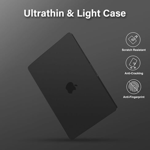 MOSISO Compatible with MacBook Air 13 inch Case 2025-2022 M4 A3240 M3 A3113 M2 A2681,Anti-Fingerprint Scratch Resistant PP Matte Soft Cover&Keyboard Cover for MacBook Air 13.6 inch Case, Smoke Black in Saudi Arabia