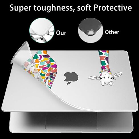 Mektron Ultra Thin Printed Case for MacBook Pro 14 inch 2024 Release M4 A3112 A3401 A3185 Fits 2023 2021 M3 A2918 A2992 M2 A2779 M1 A2442, Protective Hard Shell with Fold Kickstand, Colorful Giraffe in Saudi Arabia