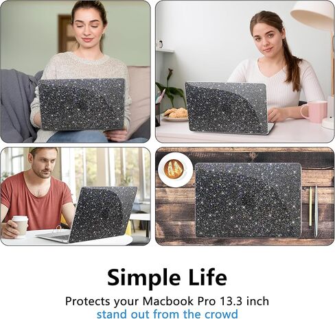 Akit متوافق مع Macbook Pro 14 بوصة العلبة سباركلي 2025-2021 M4 M3 M2 M1 Pro Max A3112 A3185 A3401 A2918 A2992 A2779 A2442 ، Glossy Glitter [مضادة للسكان] غطاء القشرة الصلبة الصلبة ، ملونة in Kuwait