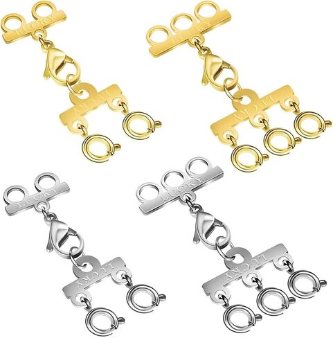 Necklace Layering Clasp Converter, 18k Gold and Silver, Tangle Free Jewelry Chain Separator (4PCS B) in Kuwait