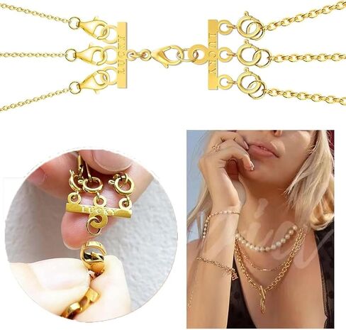 Necklace Layering Clasp Converter, 18k Gold and Silver, Tangle Free Jewelry Chain Separator (4PCS B) in Kuwait