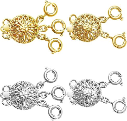 Necklace Layering Clasp Converter, 18k Gold and Silver, Tangle Free Jewelry Chain Separator (4PCS B) in Kuwait