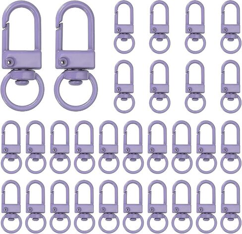 uxcell 30pcs Metal Lobster Claw Clasps, Swivel Lanyards Trigger Snap Hooks Keychain Strap with Key Ring for Jewelry Making Purse Bag Key Chains Connector, Purple in Saudi Arabia