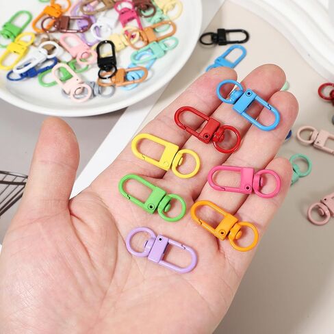 uxcell 30pcs Metal Lobster Claw Clasps, Swivel Lanyards Trigger Snap Hooks Keychain Strap with Key Ring for Jewelry Making Purse Bag Key Chains Connector, Purple in Saudi Arabia