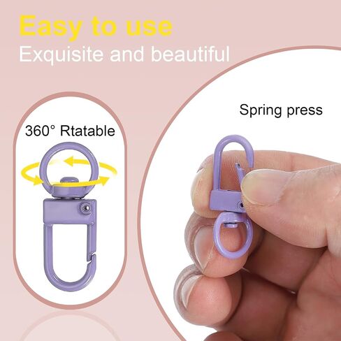 uxcell 30pcs Metal Lobster Claw Clasps, Swivel Lanyards Trigger Snap Hooks Keychain Strap with Key Ring for Jewelry Making Purse Bag Key Chains Connector, Purple in Saudi Arabia