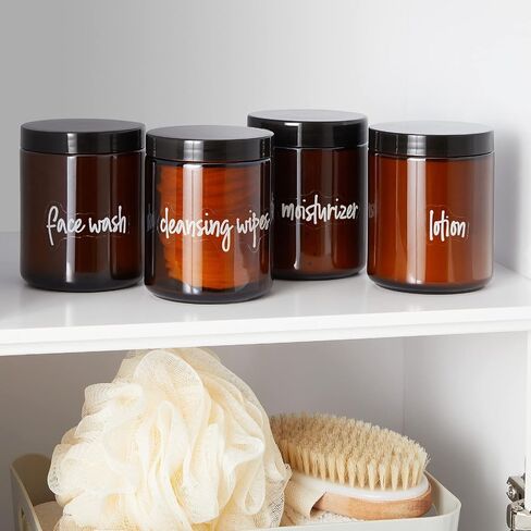 Talented Kitchen 192 Preprinted Bathroom Labels for Containers - White Script Stickers for Organizer Bins, Bath, Beauty Canisters, and Makeup Storage Organization (Water Resistant) in Kuwait