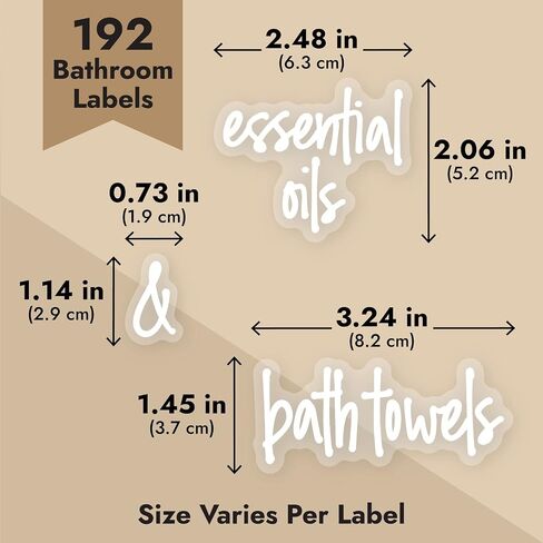 Talented Kitchen 192 Preprinted Bathroom Labels for Containers - White Script Stickers for Organizer Bins, Bath, Beauty Canisters, and Makeup Storage Organization (Water Resistant) in Kuwait