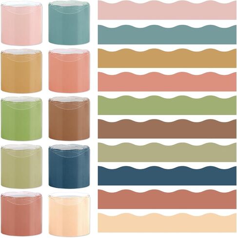 Wiooffen 10 Rolls 262 قدم حدود ملونة للوحة الإعلانات محرك أقحوان الزخارف النبيذ ، الحدود الفصول الدراسية لزخارتها في مجال الإعلانات المدرسية ، in Kuwait